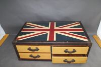 Large Leather Edged Coffee Table with 4 Large Straight Thru Drawers & Union Jack Top - 6