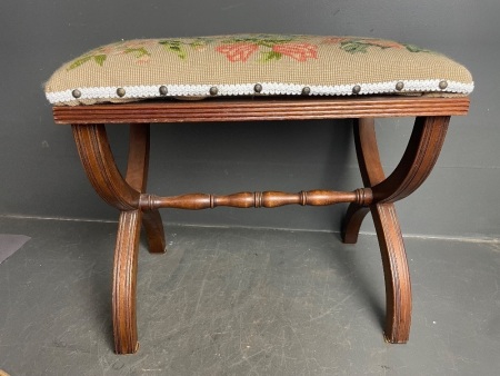 Vintage Stool with Tapestry Top