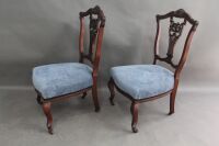 Pair of Victorian Carved Mahogany Bedroom Chairs. Sprung Seats & Original Ceramic Casters - 2