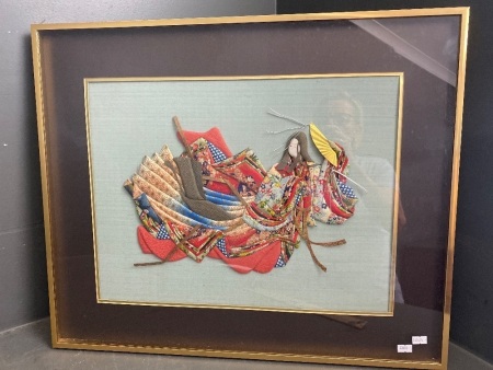 Antique Silk Lady made from Vintage Kimonos framed