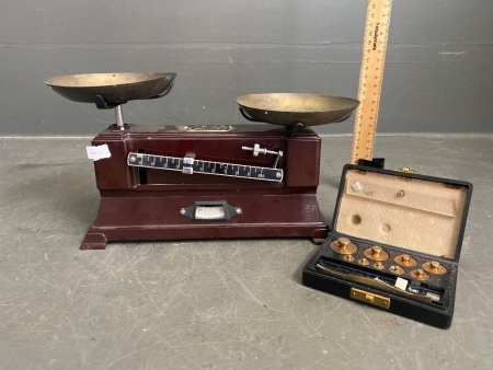 Bakelite and Brass Balance Scales with Weight Set (incomplete)