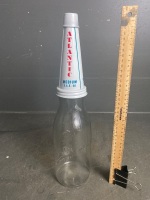 Repro 1 Quart Atlantic Oil Bottle with Tin Top and Dust Cover - 4