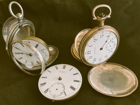 2x Pocket Watches and Benson Watch Movement for repair or parts