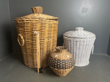 3 Cane Baskets