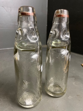 2x Gillham and Co. (Perth, WA) Bottles, Around Face Logo with Glass Stoppers