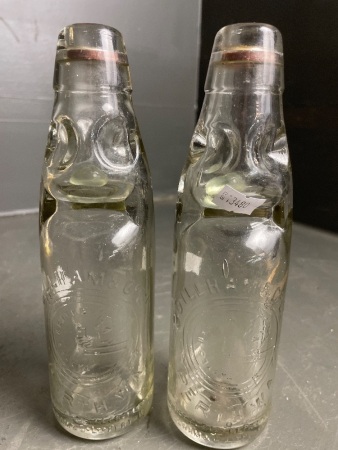 2x Gillham and Co. (Perth, WA) Bottles, Around Face Logo with Glass Stoppers