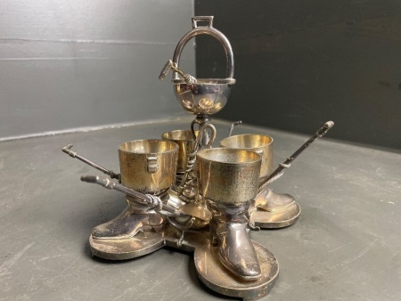 Complete egg cup serving set boots and stirrup 