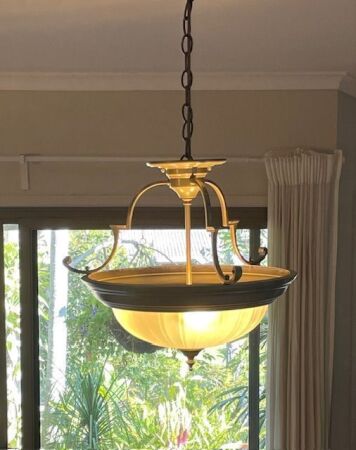 Art Deco Three Light Metal Hanging Lights