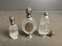 3x Antique Silver Top Perfume Bottles - 2