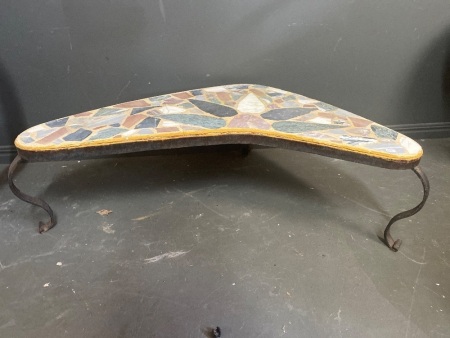 Stone Mosaic & Metal Boomerang Table