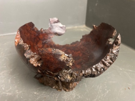 Natural wood burl lathe art bowl