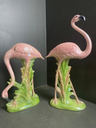 2 Large Pink Flamingo Statues - tallest app. 490mm