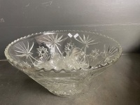 Large Selection of Clear Cut Crystal Dishes and Glass Ware one dish has 3 legs - 7