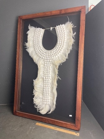 Tall Tribal White Shell Necklace in Boxed Frame