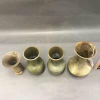 One Pair + 2 Other Antique Bell Bronze Vases c1920's - 2