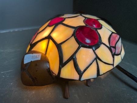 Stained glass lady beetle lamp