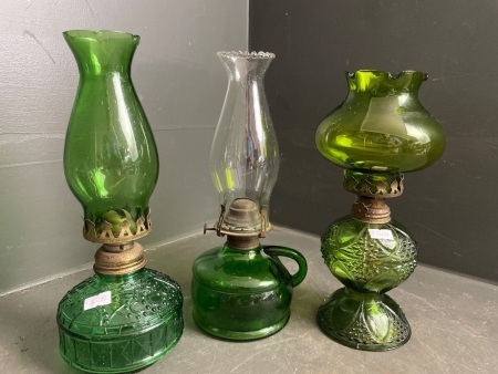 3 Green Glass Kero Lanterns