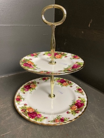 Royal Albert Country Roses 2 Tier Cake Stand