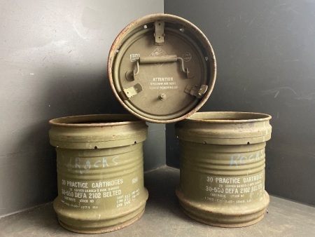 3 x Australian Army cartridge casings with lids