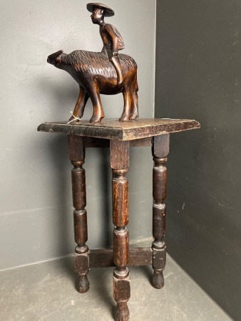 Carved Ox on Side Table