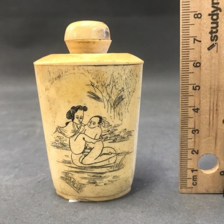Vintage Bone Oriental Erotic Perfume Bottle