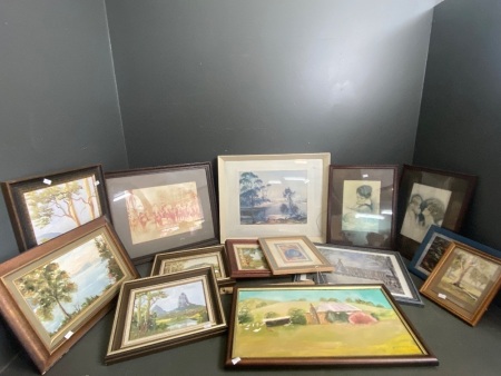 Large Selection of Mixed Framed Vintage Artworks