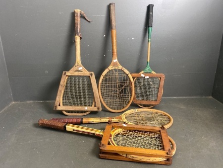 Mixed Lot of Vintage Tennis Rackets