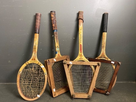 Mixed Lot of Vintage Tennis Rackets