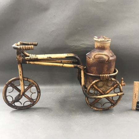 Cane Tricycle Pot Holder with Ceramic Can