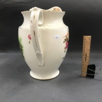 Large Victorian Wash Jug Transfer Printed with Roses & Kookaburras - 2