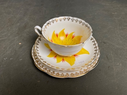 Phoenix Bone China Exotic Trio Handpainted Yellow