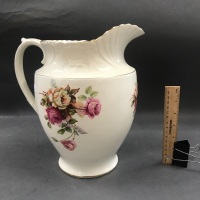 Large Victorian Wash Jug Transfer Printed with Roses & Kookaburras - 3