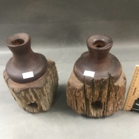 Pair Candlesticks Turned from Old Ironbark Fenceposts - 2