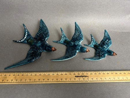 Graduated Set of 3 Beswick Swallow Wall Ornaments.