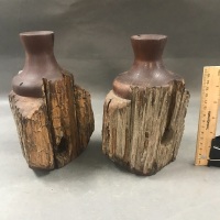 Pair Candlesticks Turned from Old Ironbark Fenceposts - 3