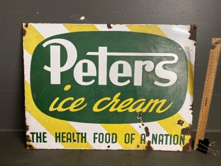 Enamelled Metal Peters -The Health Food of a Nation- Sign