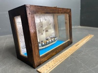 Model Boat in Timber/Glass Display Case - 2