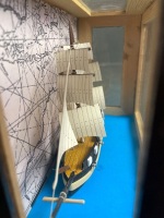 Model Boat in Timber/Glass Display Case - 3