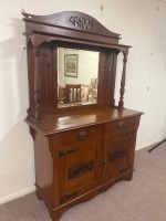 Silky Oak Sideboard with Bevelled Edge Mirror - 3