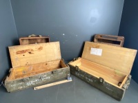 2x 76mm Cartridge Boxes with Rope Handles + 2x Pine Cartridge Boxes - 3