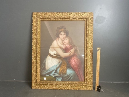 Mother and Child Print in Carved Gilt Frame - Glazed