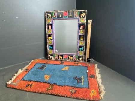 Ornate Mirror with Floor Mat
