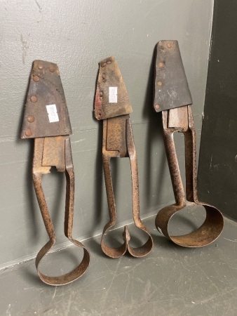 3 Vintage Hand Shears with Leather Sheaths - Marked Crest, Burgon & Ball 11A and unmarked