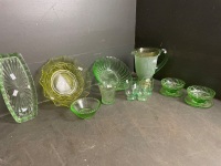 Selection of Green Glass with Uranium Glasses