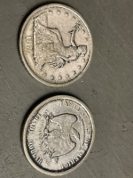 2 Silver Plated 1876 U.S Trade Dollars - 2