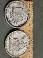 2 Silver Plated 1876 U.S Trade Dollars - 3