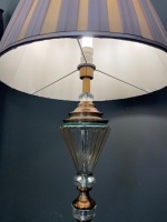 Crystal & Bronze Tone Floor Lamp with Pleated Shade - 2