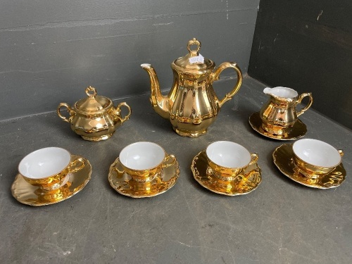 German Fluted & Gilded Coffee Service Set C.1950