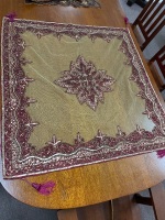 2 Handmade Beaded Table Cloths from India - 4