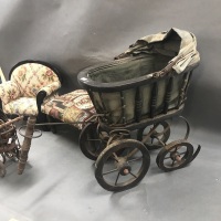 2 Small Prams, Miniature Chair & Stool - 2